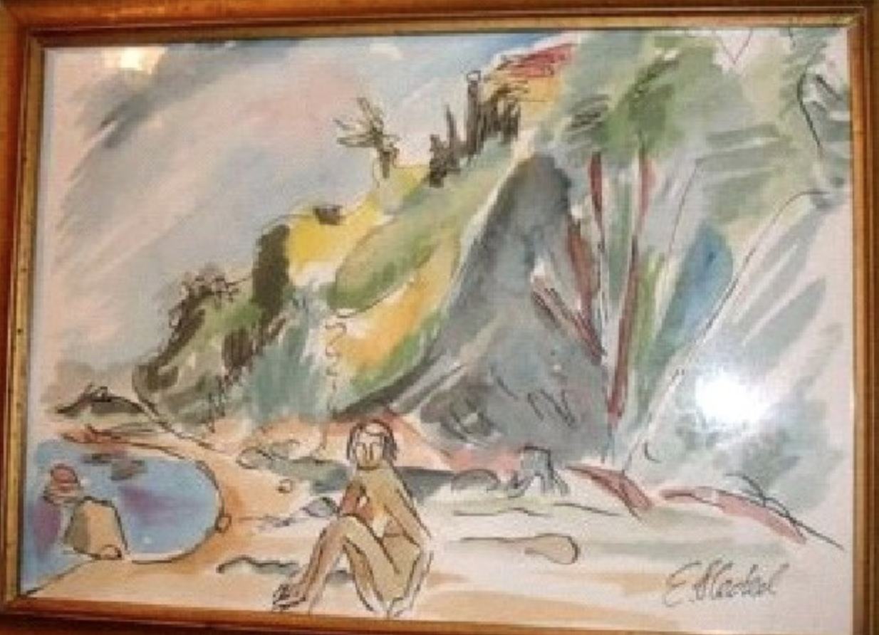 2012 – Kopie nach Aquarell Sitzende am Strand, 1913- ebay