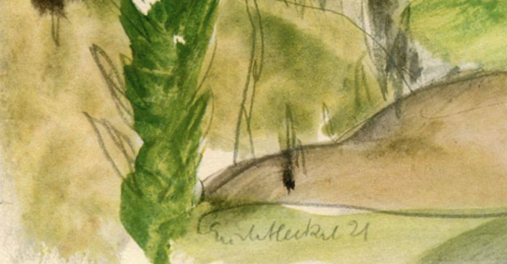 Detail: Signatur Allgäu Landschaft = Merkmal zur Unterscheidung zwischen Reproduktion und Original