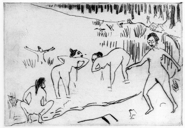 Badende im Moritzburger Teich, 1910